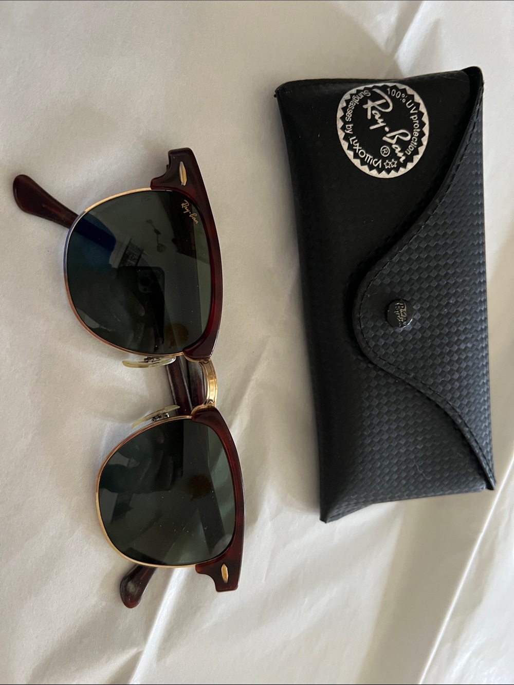 Ray-Ban Clubmaster Sunglasses - Tortoise/Gold Frame with Green Lenses